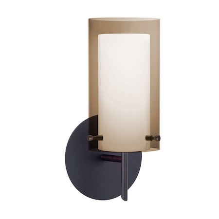 Besa Lighting Pahu 4 Mini Sconce, Smoke/Opal, Bronze Finish, 1x5W LED 1SW-S44007-LED-BR